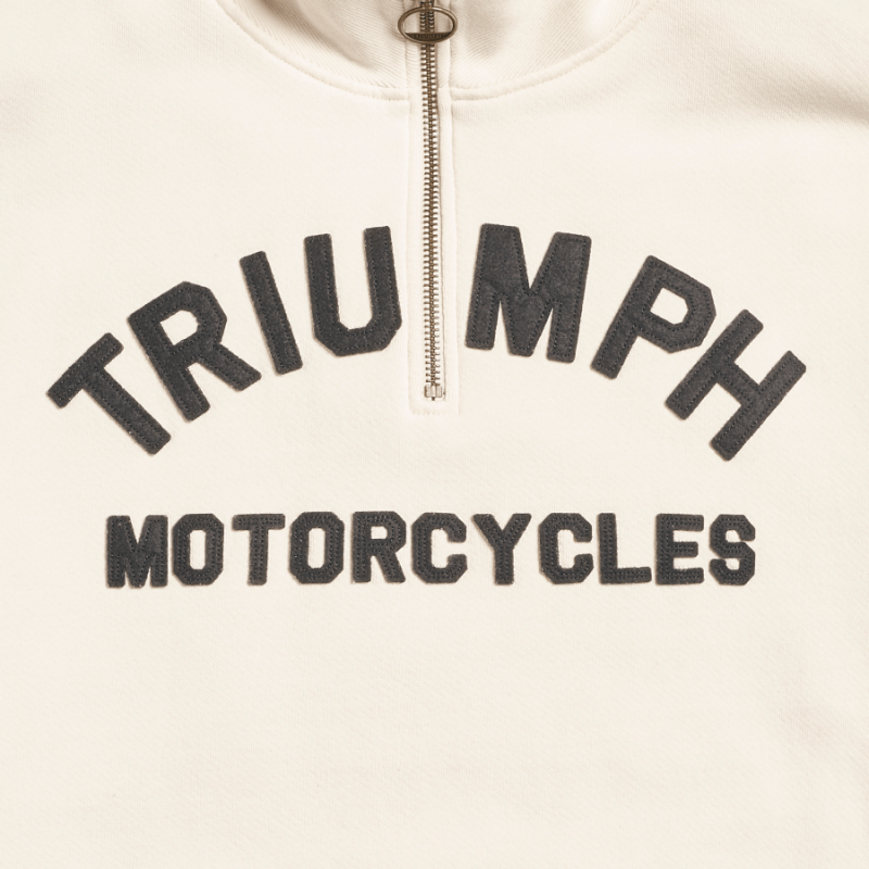 Ribble Quarter Zip Logo Heavyweight Sweatshirt in Bone Triumph
